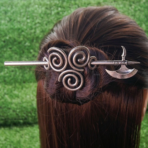 Antique Silver Viking Hair Sticks Hair Pin PW-WG2F806-04-1