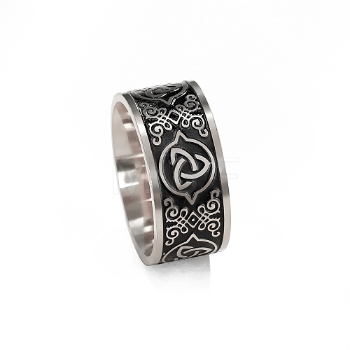Stainless Steel Enamel Triquetra/Trinity Knot Finger Rings PW-WG80958-03-1