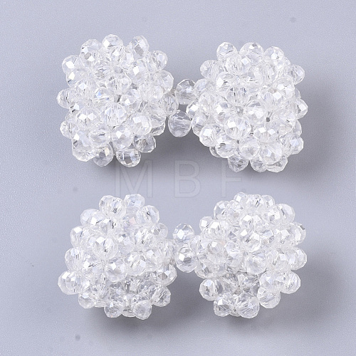Plating Acrylic Woven Beads PACR-R247-04C-1