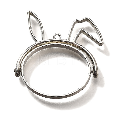 Rabbit Alloy Open Back Bezel Pendants PALLOY-I223-19P-1