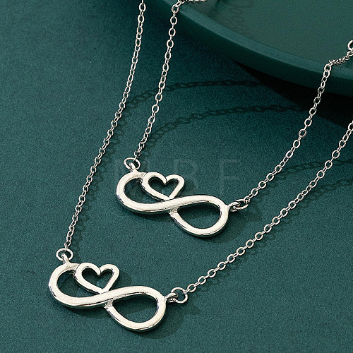 Heart & Infinity Alloy Pendant Necklaces & Link Bracelets Sets for Women FS-WG1C2CC-02-1