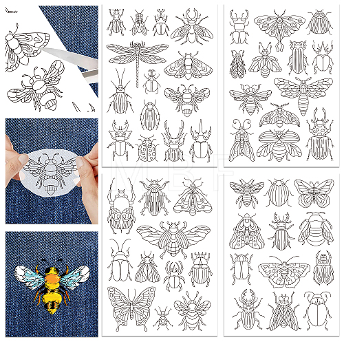 4 Sheets 11.6x8.2 Inch Stick and Stitch Embroidery Patterns DIY-WH0455-105-1