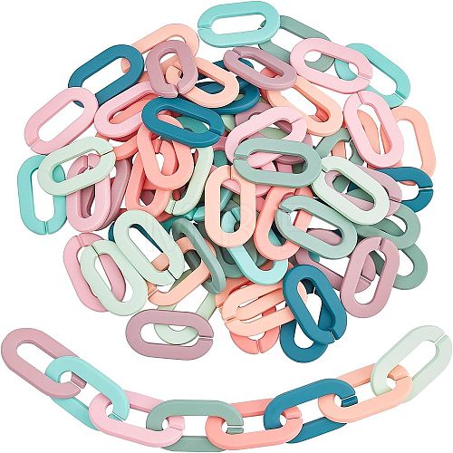 80Pcs 8 Colors Opaque Spray Painted Acrylic Linking Rings OACR-FH0001-022-1