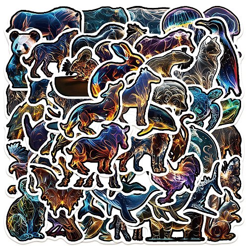 50Pcs Translucent Animals PVC Waterproof Sticker Labels PW-WG98620-01-1