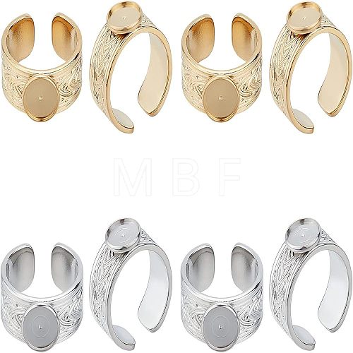 Unicraftale 4Pcs 2 Colors 304 Stainless Steel Open Cuff Ring Findings STAS-UN0038-04-1