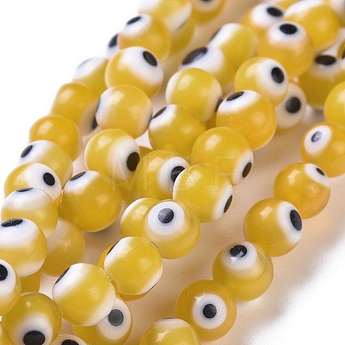 Handmade Evil Eye Lampwork Round Bead Strands X-LAMP-L055-6mm-01-1