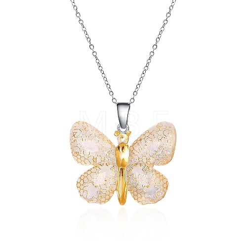 Butterfly Resin Pendant Necklaces PW-WG40B23-01-1