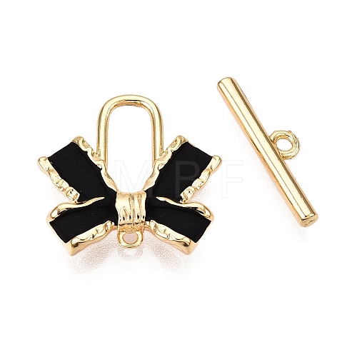 Brass Matte Style Spray Painted Toggle Clasps KK-N054-155G-1