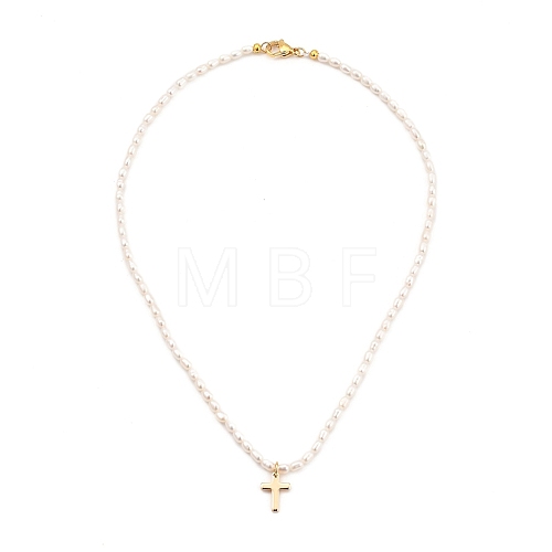 Cross Brass Pendant Necklaces NJEW-JN02972-02-1