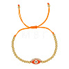 Alloy Round & Evil Eye Braided Bead Bracelets TG4711-8-1