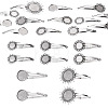 20Pcs 5 Styles Iron Snap Hair Clips with Tibetan Style Alloy Round Trays MAK-TA0001-45-1