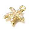 Brass & ABS Imitation Pearl Pendants KK-K427-51G-2