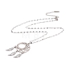 Woven Net/Web with Feather 304 Stainless Steel Pendant Necklaces for Women NJEW-G087-09P-3
