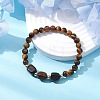 Natural Tiger Eye Cube & Round Beaded Stretch Bracelets BJEW-JB10807-03-2