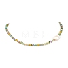Natural Baroque Keshi Pearl & Dyed Natural White Jade Rondelle Beaded Necklaces NJEW-JN06269-2