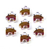 UV Plating Opaque Printed Acrylic European Beads OACR-N153-06C-1