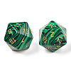 Metal Enlaced Synthetic Malachite Polyhedral Dice Set G-T122-75C-2