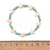 Synthetic Turquoise & Brass Beads Stretch Bracelets for Women Men BJEW-JB13877-03-4