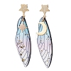 3 Pairs 3 Style Moon & Star Alloy Asymmetrical Earrings EJEW-TA00413-4