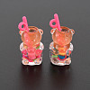 Imitation Bubble Tea/Boba Milk Tea Transparent Resin Pendants RESI-T052-02F-2