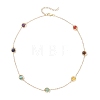 7 Chakra Natural Mixed Stone Round Beads Brass Cable Chain Necklaces NJEW-TA00235-2