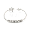 Star Brass Pave Clear Cubic Zirconia Open Cuff Bangles for Women BJEW-G704-03P-3