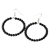 Fashionable Natural Black Onyx Hoop Earrings for Women KJ9273-14-1