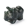 Natural Moss Agate Carved Healing Rhinoceros Figurines DJEW-M008-02E-3