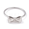 Non-Tarnish 304 Stainless Steel Bowknot Finger Ring for Women RJEW-C086-01-P-2