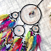 Iron Woven Web/Net with Feather Cotton Cord Wind Chime Pendant Decorations PW-WG20988-01-4