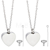 2Pcs Stainless Steel Heart Cinerary Casket Pendant Necklaces NJEW-CN0001-25-1