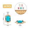 20Pcs 5 Colors Brass Glass Connector Charms GLAA-DC0001-14-2