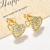 Brass Micro Pave Clear Cubic Zirconia Stud Earrings EJEW-P303-02A-G-2