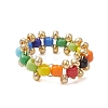 Glass Seed & Brass Beads Finger Rings RJEW-JR00687-4