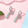 304 Stainless Steel Green Aventurine Column Hoop Earrings EJEW-JE06791-01-2