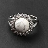 Natural Howlite Adjustable Rings RJEW-P043-02P-22-3