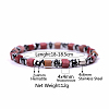 Natural Rhodonite Cube Beaded Stretch Bracelets for Women EZ7380-6-2