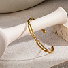 304 Stainless Steel Cuff Bangles for Women BJEW-H635-02G-1
