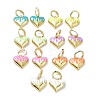 Heart Real 18K Gold Plated Brass Enamel Hoop Earrings EJEW-P192-01G-1
