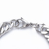 Men's 304 Stainless Steel Diamond Cut Cuban Link Chain Bracelets BJEW-L673-002C-P-3