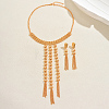 Vintage Middle Eastern Alloy Long Tassel Necklace & Earrings Sets for Women ES4853-5