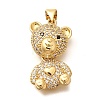 Rack Plating Brass Micro Pave Clear Cubic Zirconia Pendants KK-M309-39G-G-1
