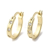 Brass Micro Pave Clear Cubic Zirconia Hoop Earrings EJEW-H125-18G-2