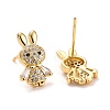 Rabbit Cubic Zirconia Stud Earrings EJEW-E167-17G-2