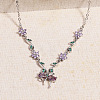 Brass Pave Cubic Zirconia Flower Bowknot Pendant Necklaces for Women WGA7CA3-04-1