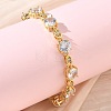 Clear Cubic Zirconia Flat Round & Oval Link Chains Bracelet BJEW-G773-07G-1