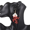 Shell Shape Glass Seed Beaded & Clam Shell Dangle Earrings EJEW-MZ00661-01-4