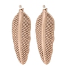 Ion Plating(IP) 304 Stainless Steel Feather Stud Earrings EJEW-C099-11RG-2