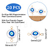 20Pcs 3D Printed Evil Eye ABS Plastic Imitation Pearl Connector Charms KY-AR0001-11-2