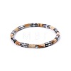 Bohemian Natural Picture Jasper & Platinum Synthetic Non-magnetic Hematite Beaded Stretch Bracelets for Women Men LS-NY1304-5-1